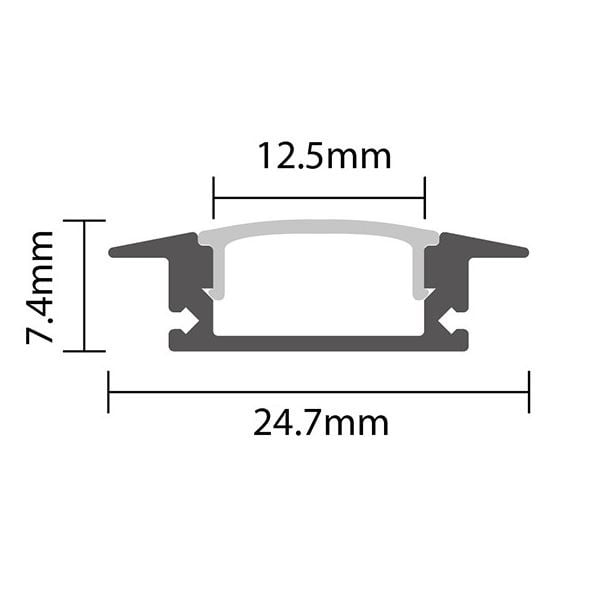 Profil Banda LED, Incastrat (ST), Aluminiu, Negru + Alb, 2m - 1 | YEO