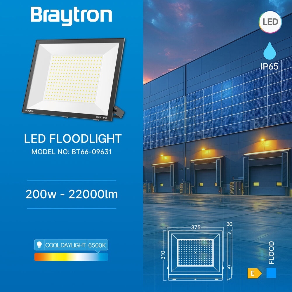 Proiector LED 200W, 18000lm, 6500K, IP65, aluminiu, Braytron - imagine 2