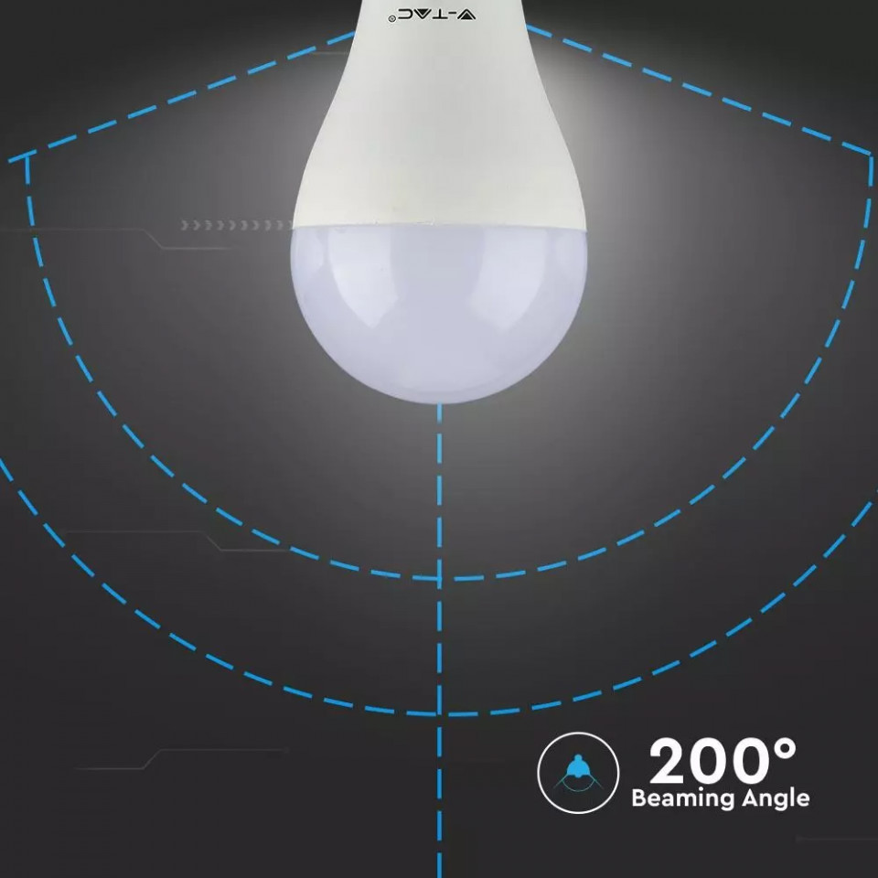 Set 3 becuri LED V-TAC, 15W(90W), E27, 1350 lm, lumina neutra (4000K), clasa energetica F - 3 | YEO