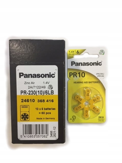 Set 6 baterii pentru aparat auditiv Panasonic PR10/PR230L/PR536/PR70 - 2 | YEO