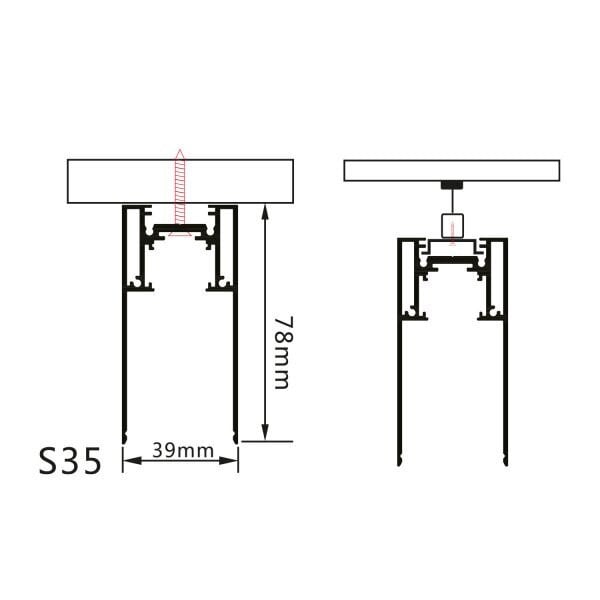 Sina magnetica, montaj aplicat, posibilitate suspendare, 1 metru, S35, Optonica - 1 | YEO