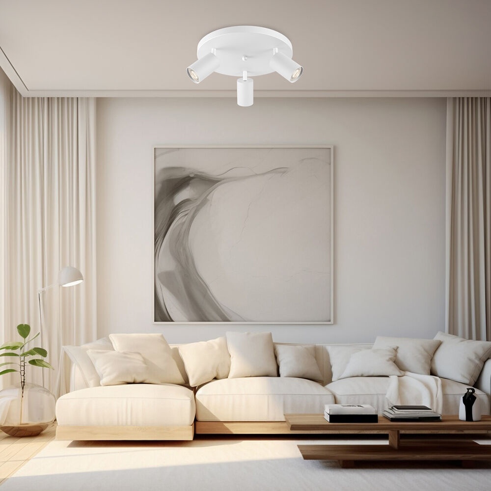 Spot aplicat GU10 triplu rotund Beta, aluminiu, alb, IP20, Braytron - imagine 2