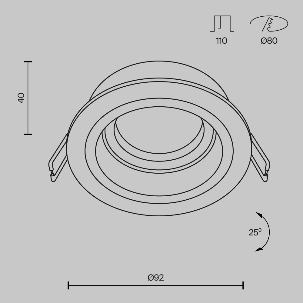 Spot Atom DL025-2-01W, incastrat, 1xGU10, alb, IP20, Maytoni