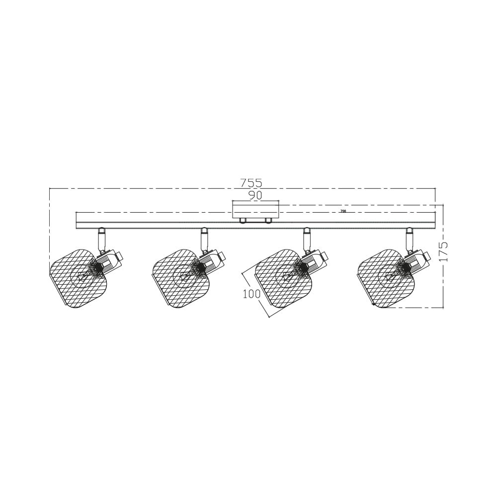 Spot BR-BV03-00013, 4xE14, negru+lemn, IP20, Braytron