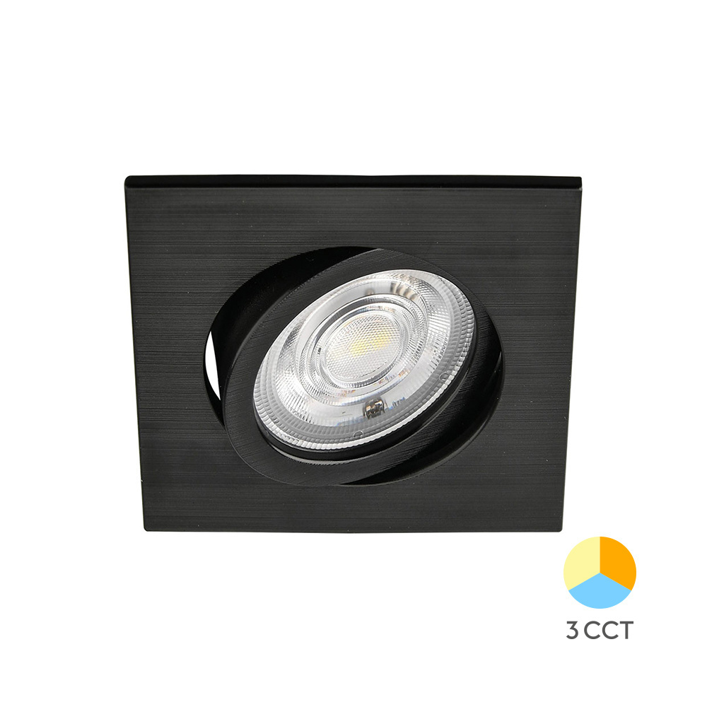 Spot LED 7W Incastrat, Patrat, Braytron, 630lm, Lumina Calda/Neutra/Rece, Negru