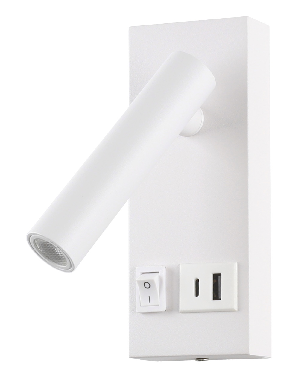 Spot LED de perete Optonica WL2-A6, 2W, lumina neutra (4200 K), cu intrerupator si USB, alb, IP20
