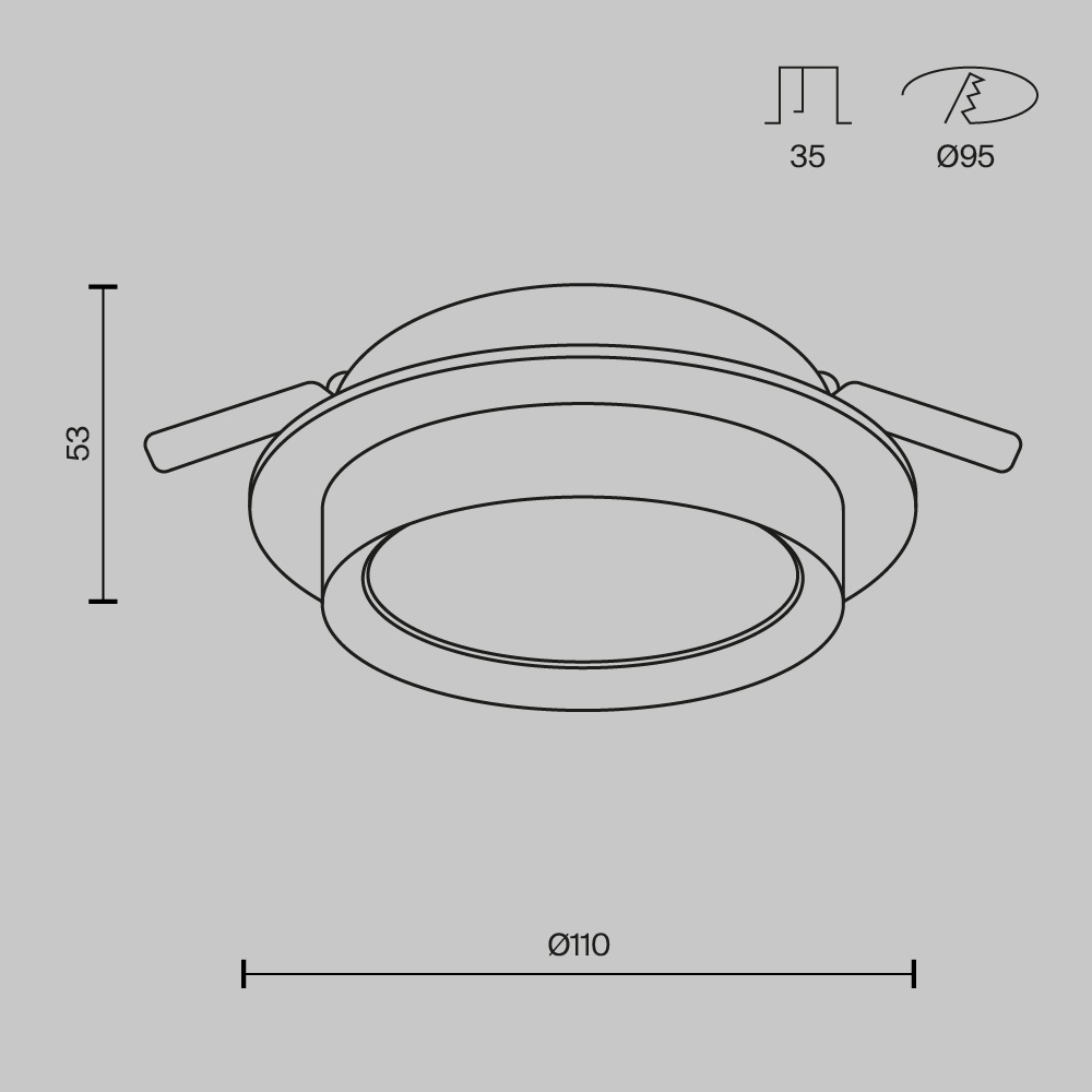 Spot LED Hoop incastrat 1xGX53, IP20, negru+auriu, rotund, Maytoni