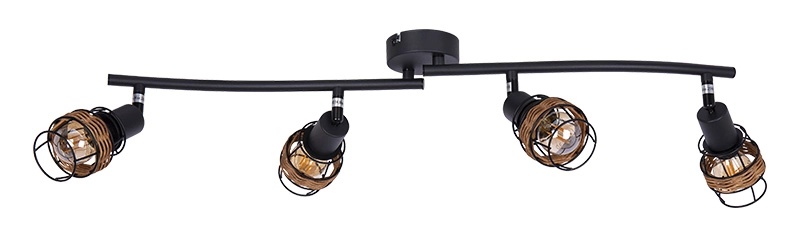 Spot Malik, 4xE14, negru+ratan, Globo