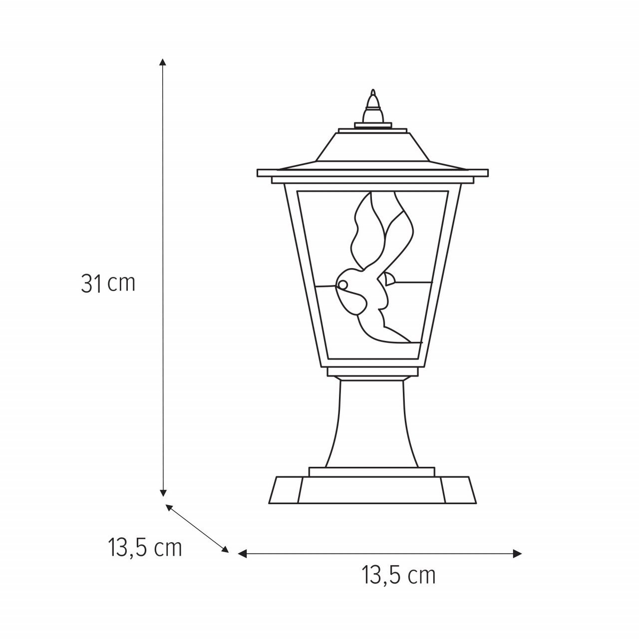 Stalp pentru exterior Boston, 1 bec, dulie E27, bronz antic, transparent, sticla, Klausen - 2 | YEO