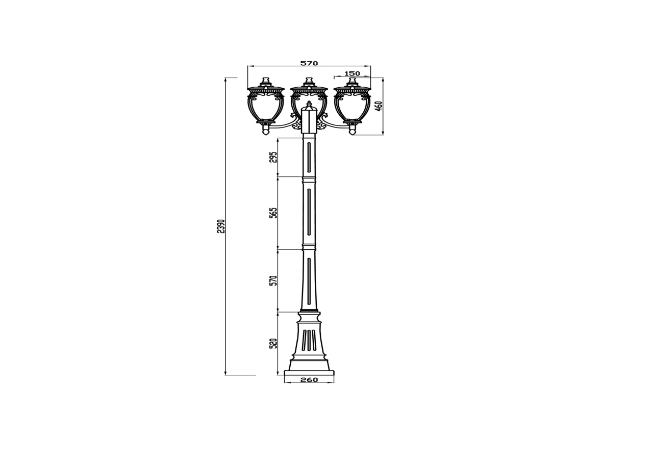 Stalp pentru exterior Fleur O414FL-03BZ, 3xE27, negru+transparent, IP44, Maytoni