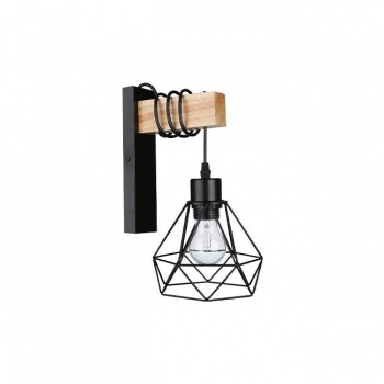 Aplica de perete Otto E27 LED negru/lemn, Masterled