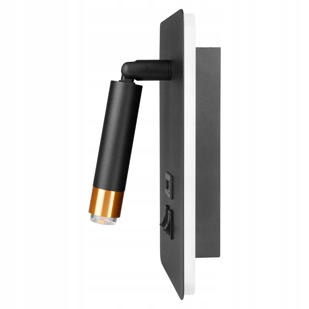 Aplica de perete Piero G9, USB A+C, 2 intrerupatoare, neagra/aurie, Masterled - 1 | YEO