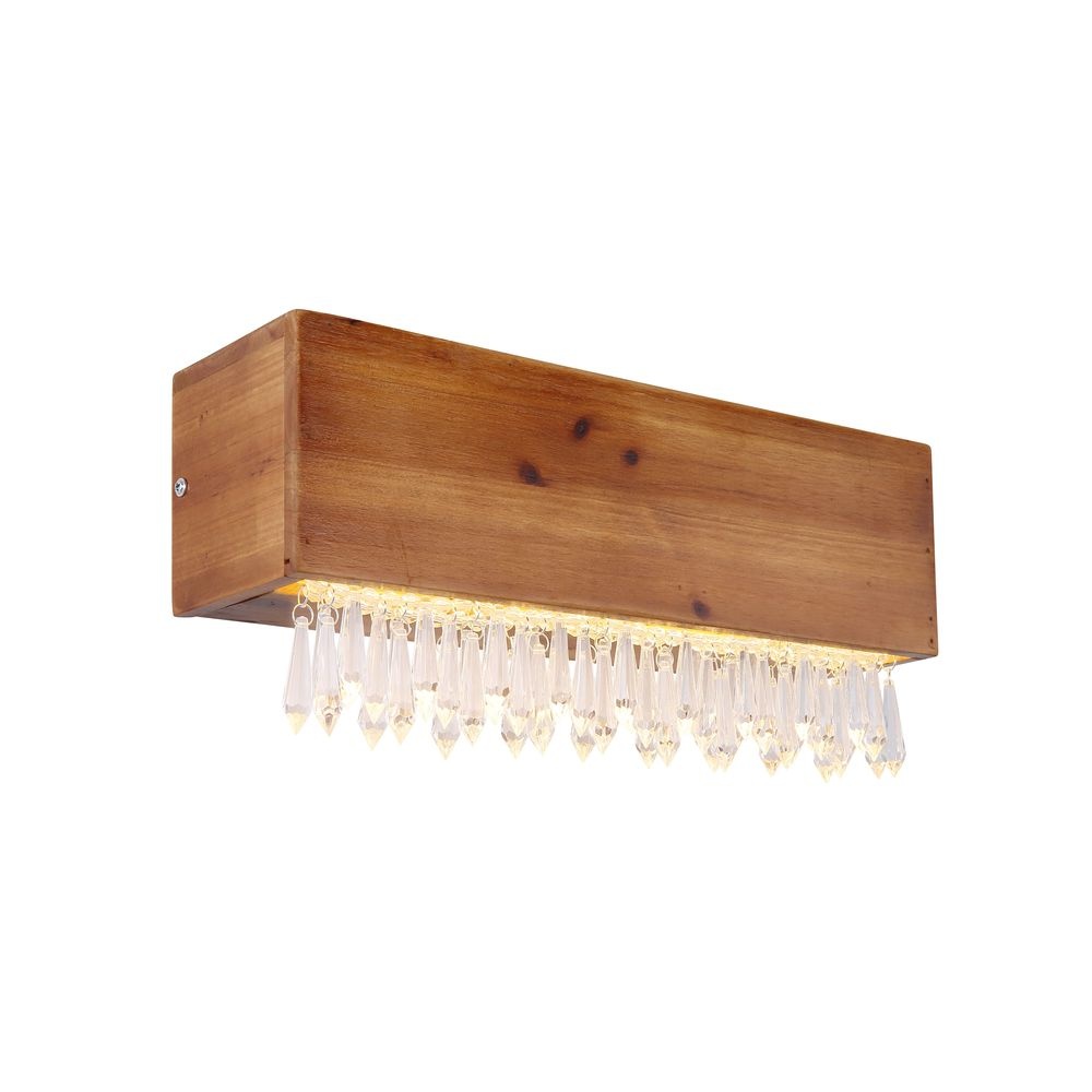 Aplica LED Edeltraud, 12W, 430lm, lumina calda (3000K), IP20, lemn/cristal acril, Globo Lighting