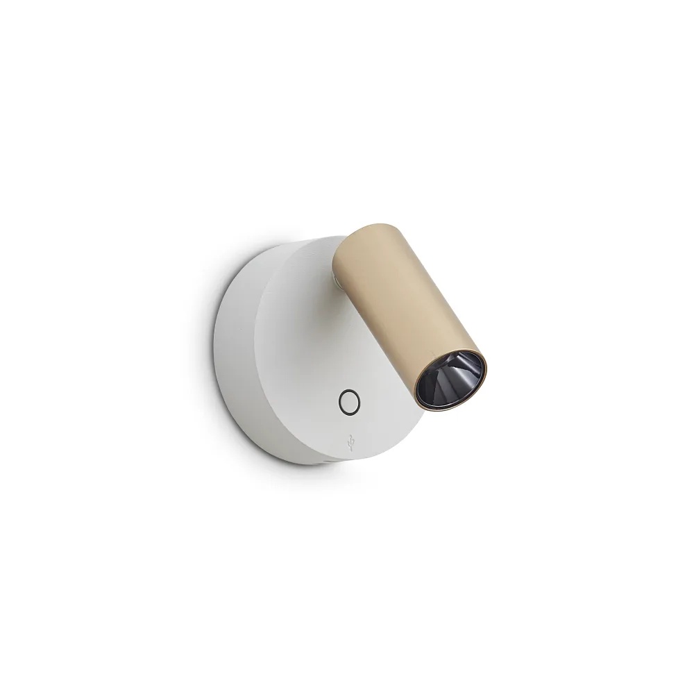 Aplica LED Elf 3W, lumina calda (3000 K), aurie/alba, dimabila, Ideal Lux