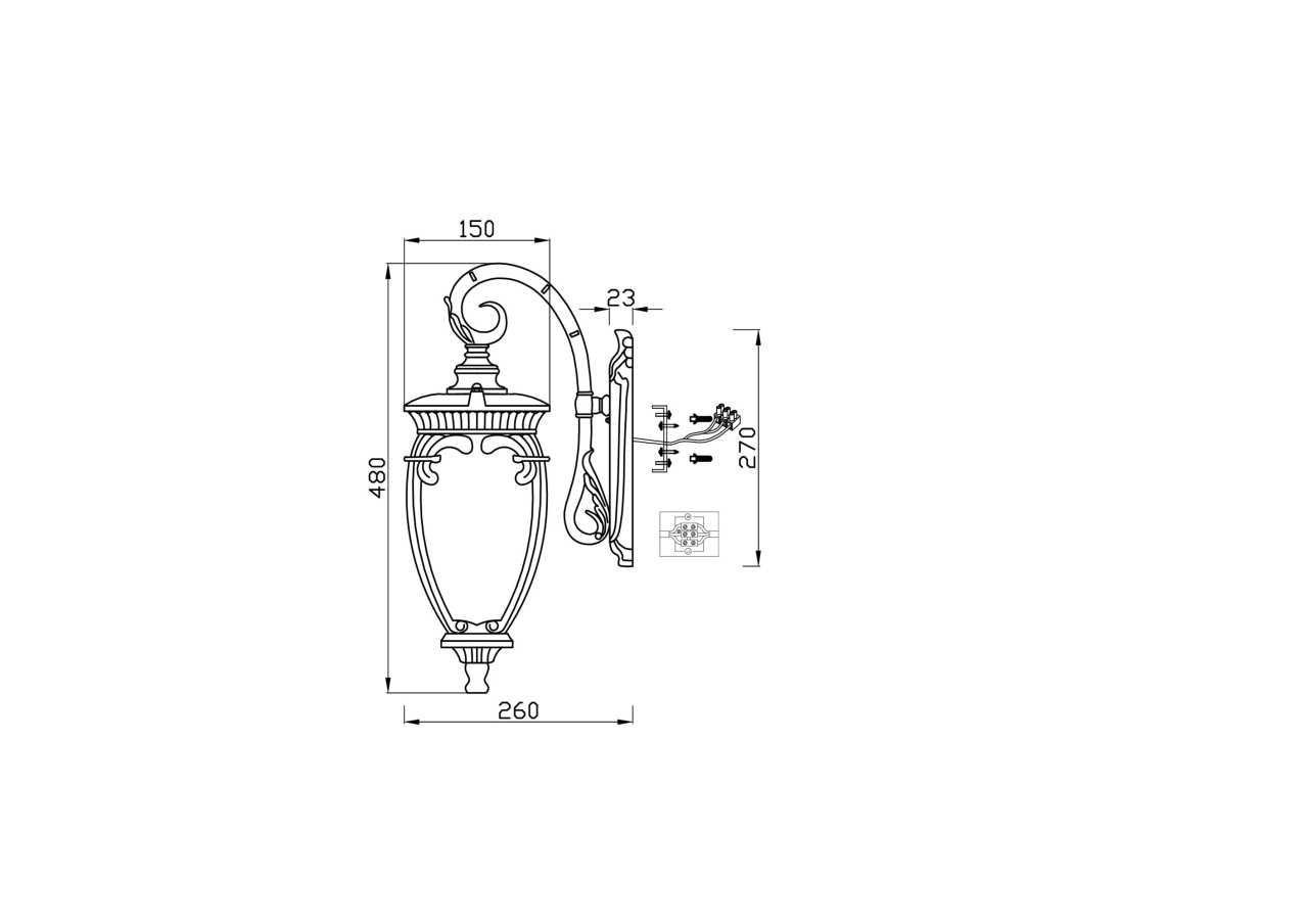 Aplica pentru exterior Fleur O414WL-01BZ, 1xE27, neagra+transparenta, IP44, Maytoni