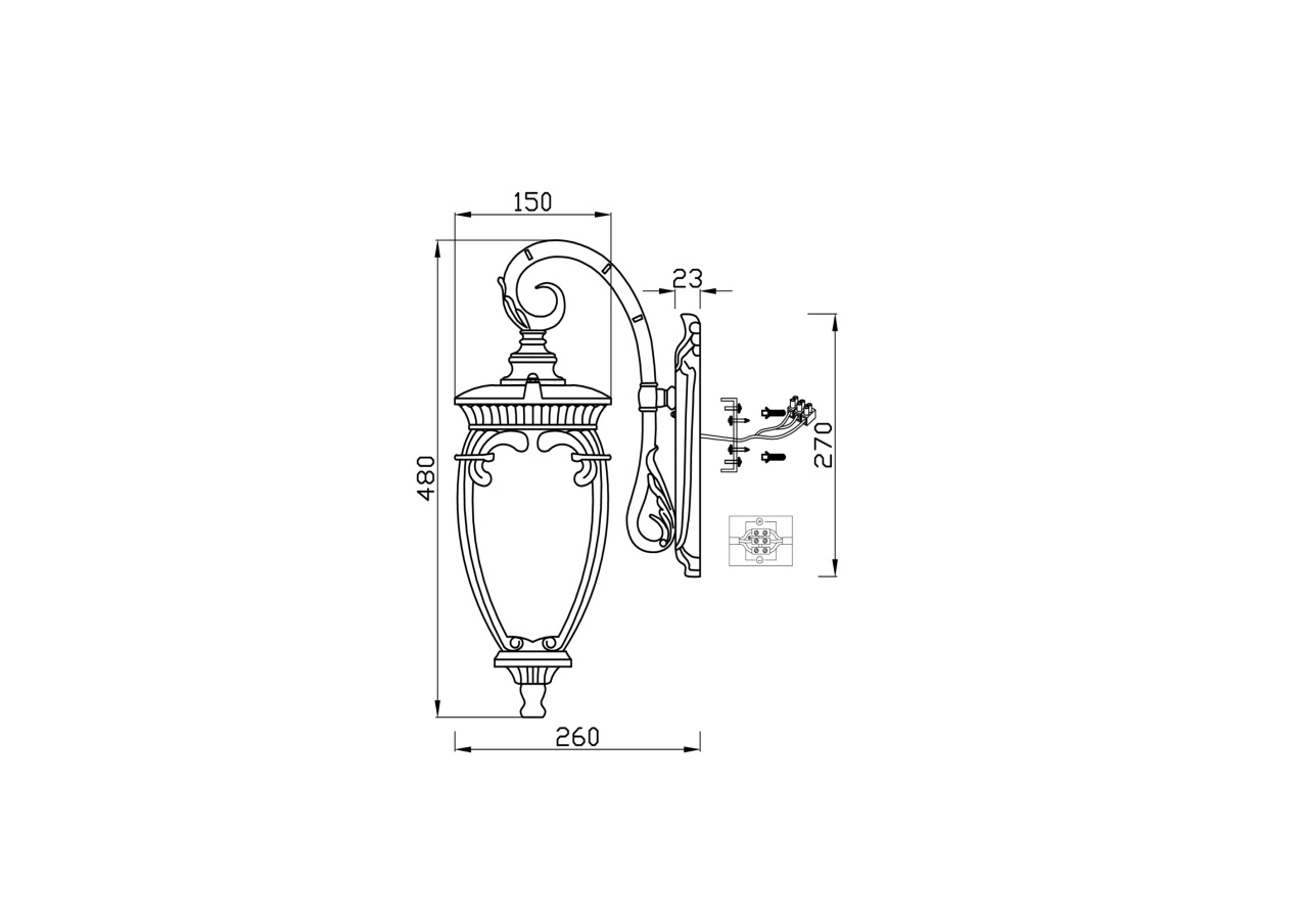 Aplica pentru exterior Fleur O414WL-01GB, 1xE27, bronz+transparenta, IP44, Maytoni