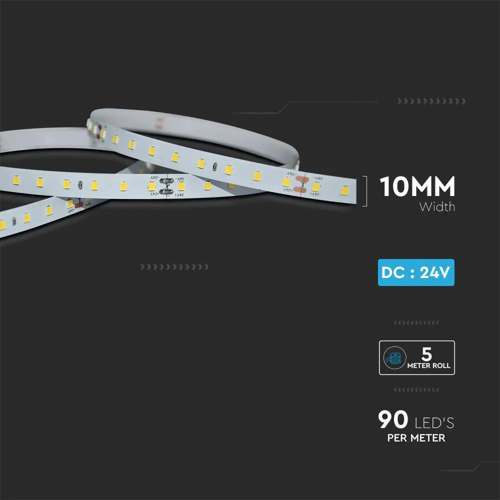 Banda led SMD 2835 V-TAC, lumina neutra(4000K), 4W/m,800 lm/m, 90 leduri/m, 24V, IP20 - 2 | YEO