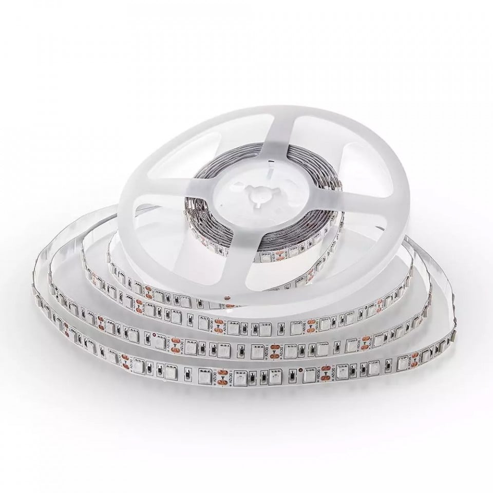 Banda led SMD 5050 V-TAC, albastra, 10.8W/m, 900lm/m, 60 leduri/m, 12V, IP20