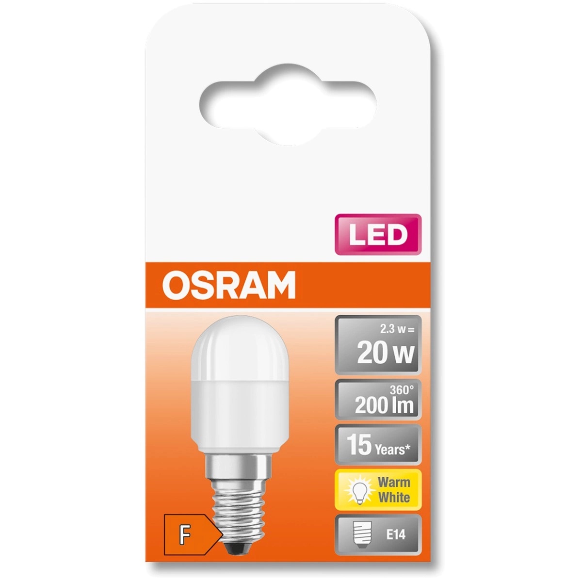 Bec LED 2.3W(20W) OSRAM STAR T26, E14, 200 lm, lumina calda (2700 K), clasa energetica F - 3 | YEO