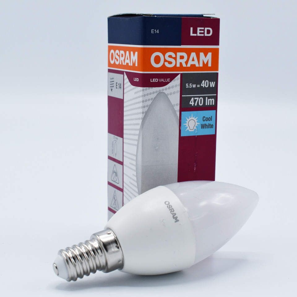 Bec LED 4.9W(40W) Osram, E14, B40, 470 lm, lumina neutra (4000K), clasa energetica F - 1 | YEO