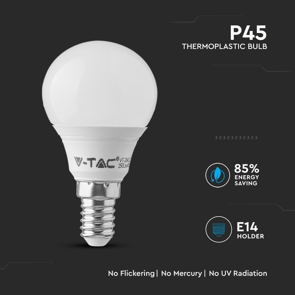 Bec led sferic 5.5W(50W), dulie E14, forma G45, lumina calda(2700 K), V-TAC - 3 | YEO
