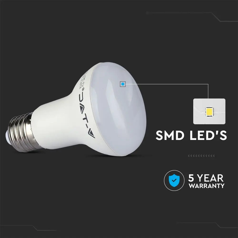 Bec LED spot V-TAC, cip Samsung, 8W(60W), R63, E27, 570 lm, lumina rece (6400K), clasa energetica G - 3 | YEO