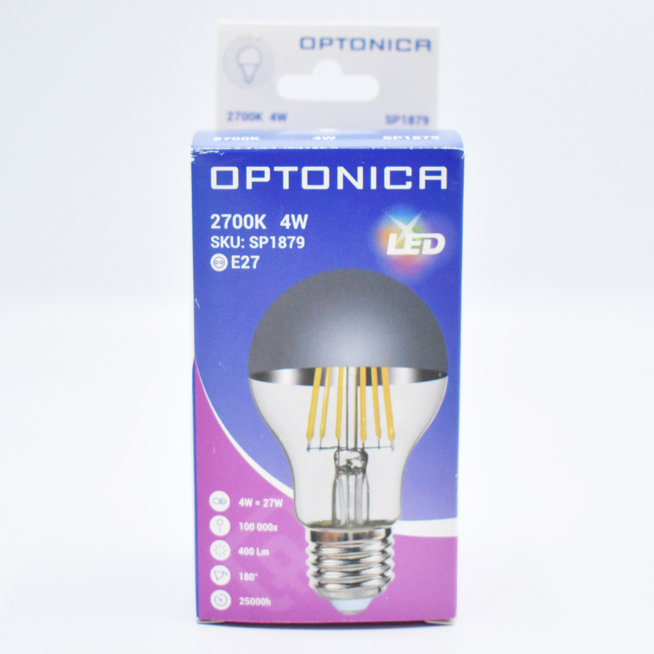 Bec LED Vintage Optonica, 4W(27W), E27, A60, 400 lm, lumina calda (2700K), finisaj argintiu, clasa energetica F - 2 | YEO