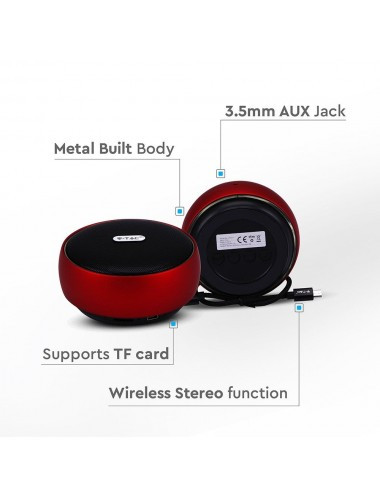 Boxa Bluetooth portabila, slot microSD, jack 3.5mm, 4 ore, rosie, V-TAC - 1 | YEO