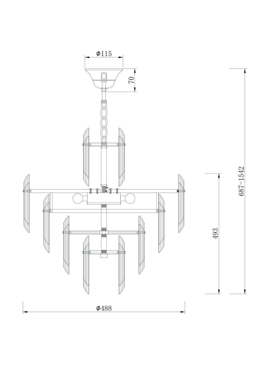 Candelabru Flare DIA200PL-06G, 6xE14, auriu+transparent, IP20, Maytoni