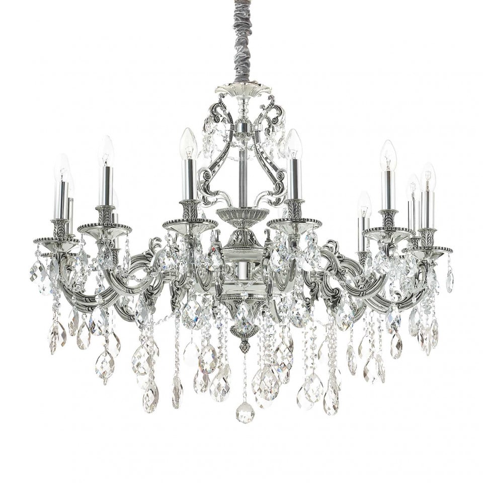 Candelabru Gioconda 164953, 12xE14, argintiu+transparent, IP20, Ideal Lux