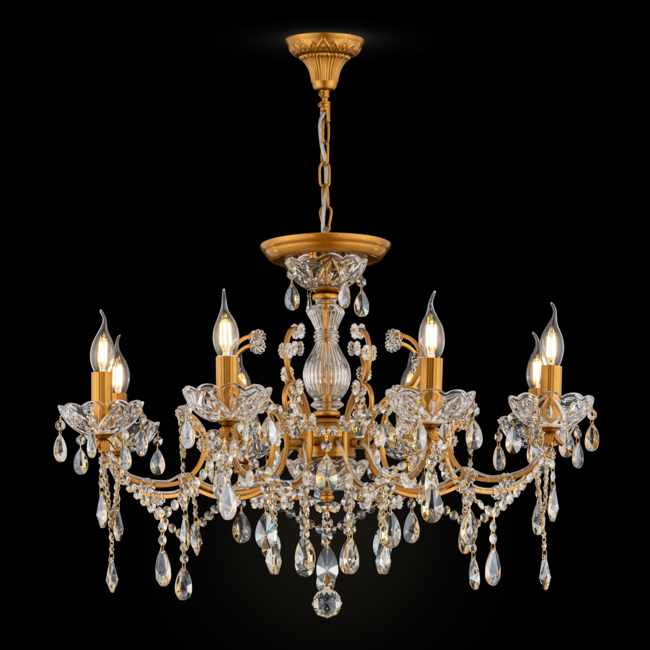 Candelabru Sevilla DIA004-08-G, 8xE14, auriu+transparent, IP20, Maytoni - 2 | YEO