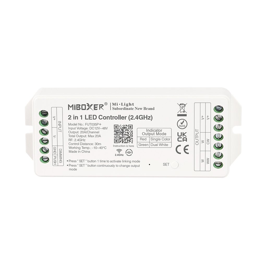 Controller 2 in 1(monocolor/CCT), 12-24V 20A, Milight