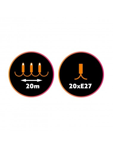 Ghirlanda luminoasa, 20 becuri, dulie E27, 20M, protectie IP44 - 1 | YEO