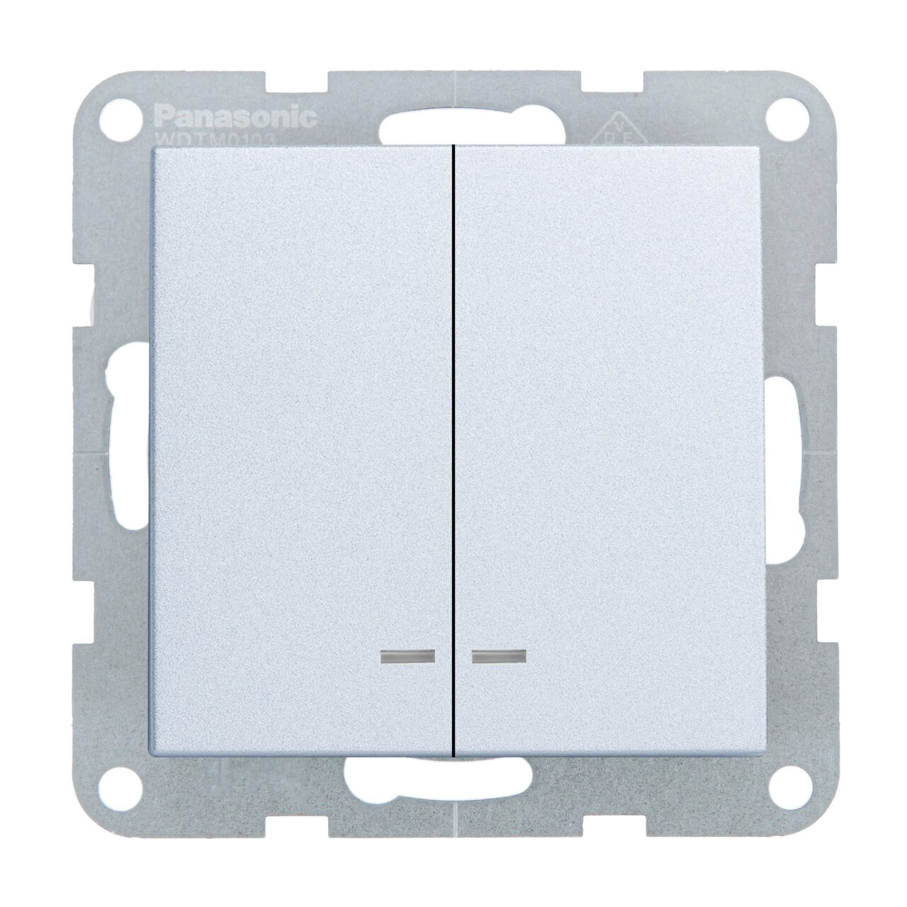 Intrerupator dublu cu led 10A, IP20, Argintiu, Panasonic Karre Plus 55