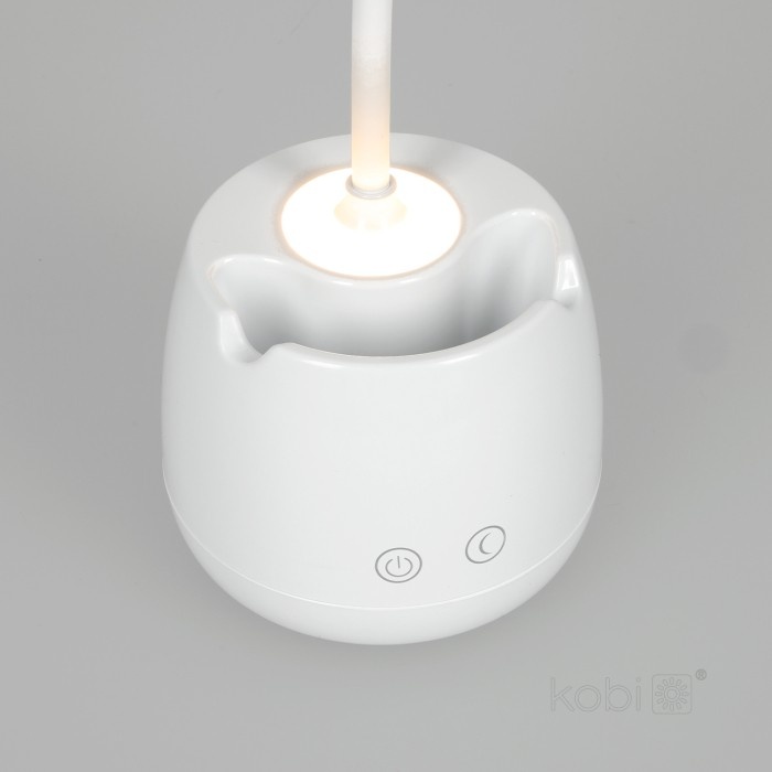 Lampa de birou LED LUSIA 5W, 4000K, portabila, acumulator, suport telefon si pixuri, alba, Kobi - imagine 5