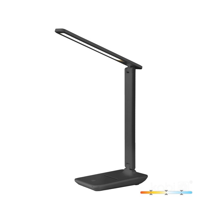 Lampa de birou LED NOBLITE N, 7W, lumina calda/neutra/rece, suport telefon, dimabil, neagra, Kobi