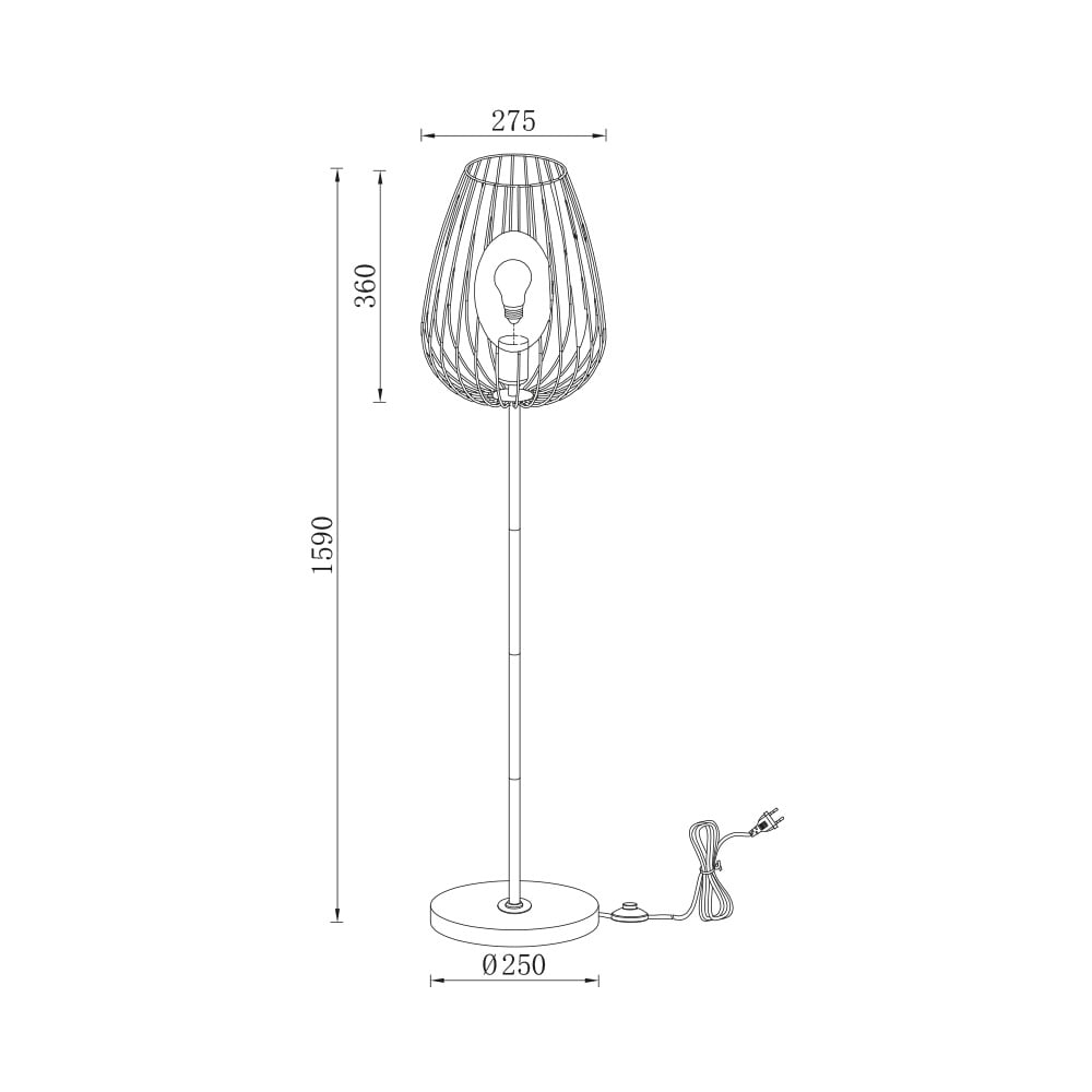 Lampadar BR-BV03-00054, cu intrerupator, 1xE27, negru, IP20, Braytron