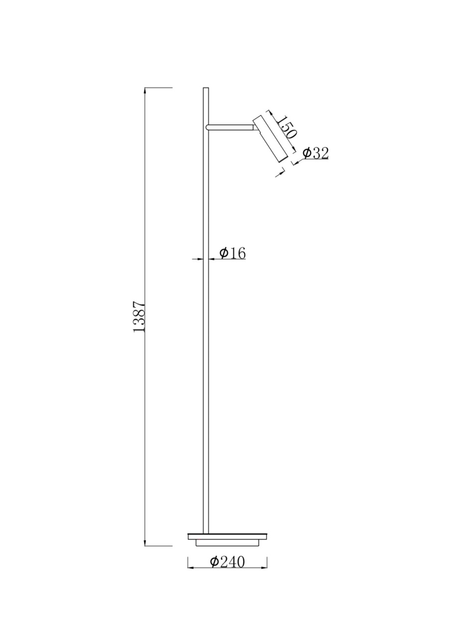 Lampadar LED Estudo Z010FL-L8B3K, cu intrerupator, 8W, 700lm, lumina calda, IP20, negru, Maytoni