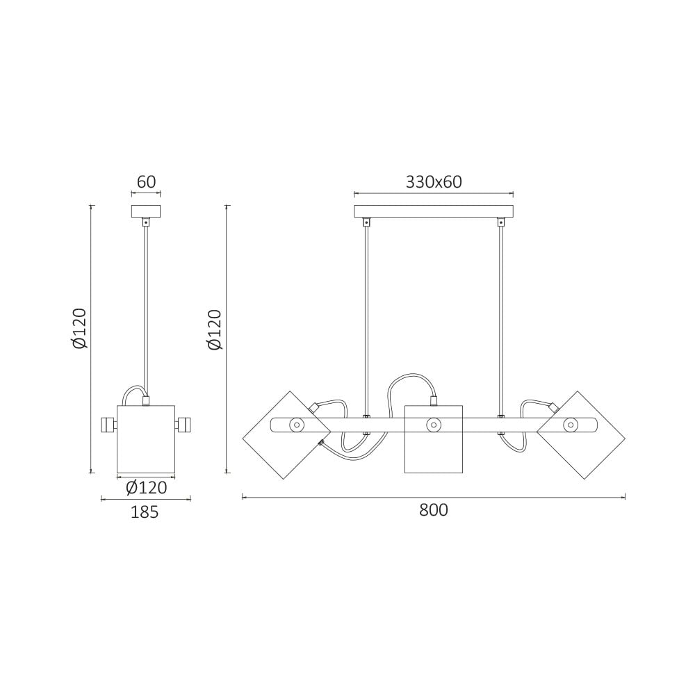 Lustra BR-BV02-00011, 3xE27, neagra+naturala, IP20, Braytron