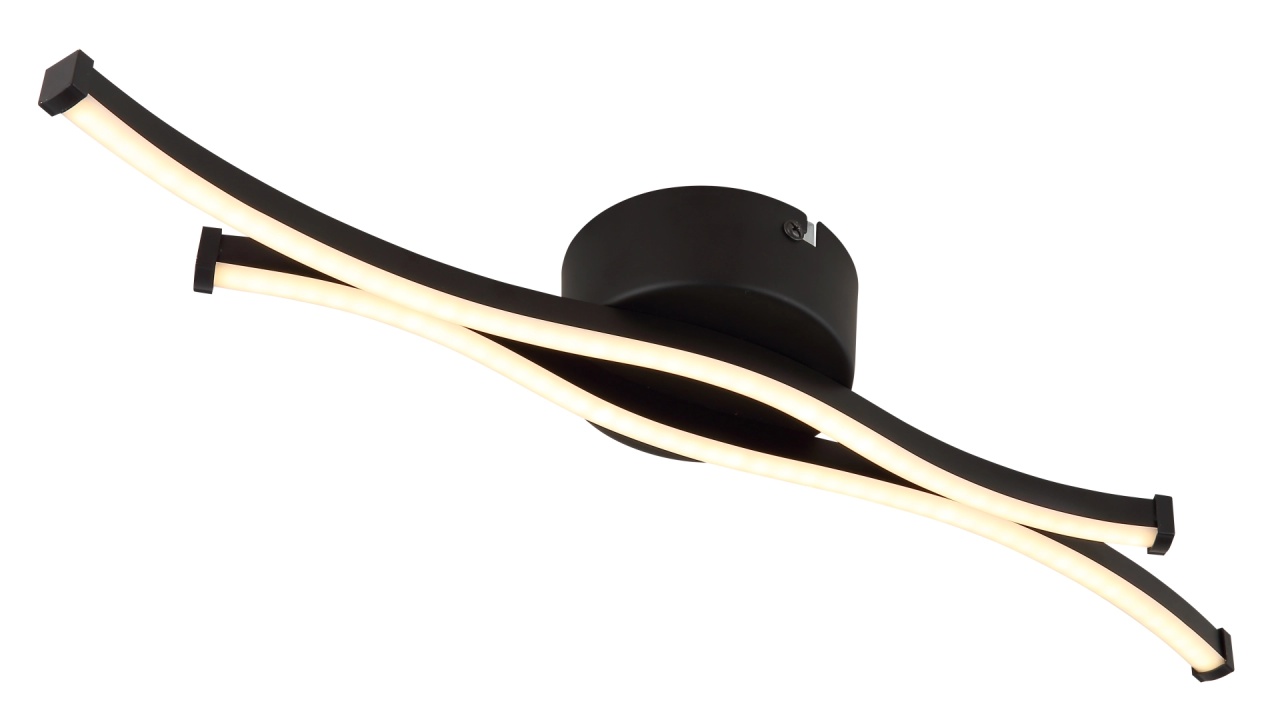 Lustra LED Boyd 12W, 2 brate curbate, lumina calda (3000 K), negru mat/opal, Globo Lighting