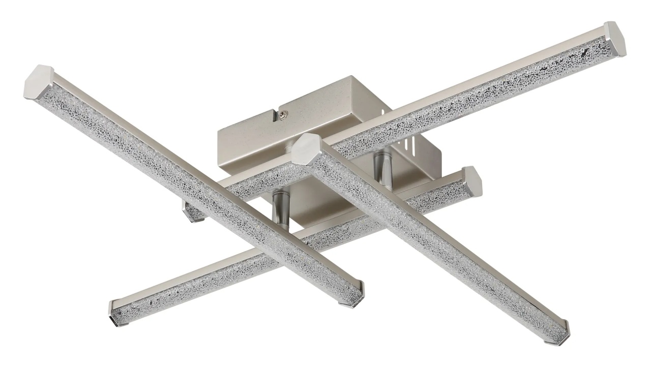 Lustra LED Kirina, 4 brate incrucisate, 24W, 1840 lm, lumina neutra (4000 K), IP20, nichel mat/cristale, Globo Lighting - 1 | YEO