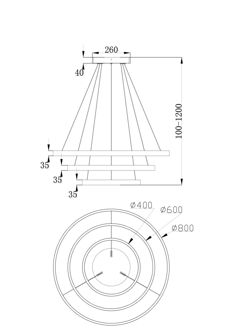 Lustra LED Rim MOD058PL-L100BS4K, 115W, 6900lm, lumina neutra, IP20, arama, Maytoni