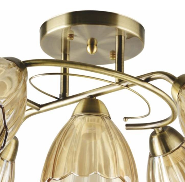 Lustra Lirio, 5xE27, Klausen, bronz+bej, stil clasic - 2 | YEO
