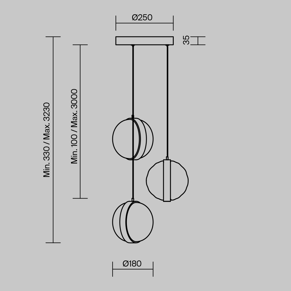 Pendul LED Misterio, 15W, lumina calda (2700K), dimabil, negru, Maytoni - imagine 8