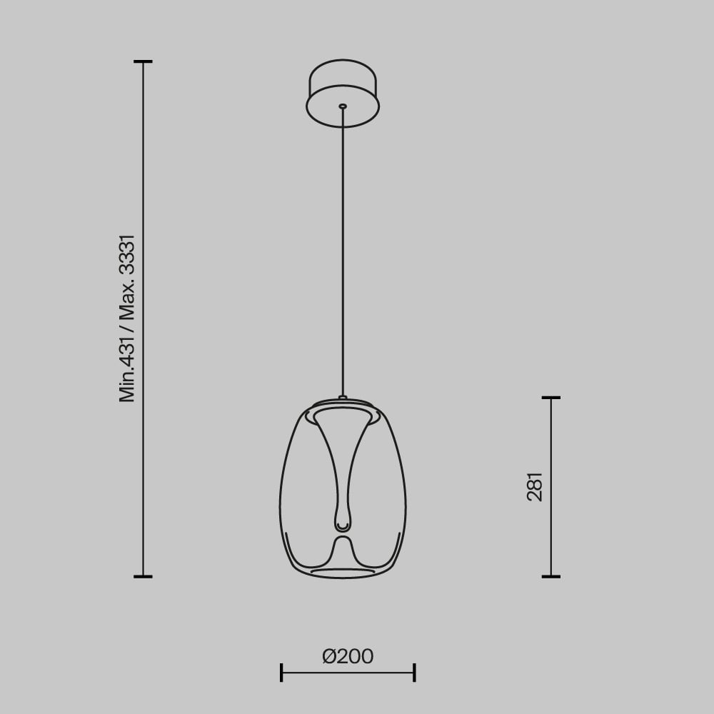 Pendul LED Splash MOD282PL-L8G3K, 7W, 620lm, lumina calda, IP20, auriu+fumuriu, Maytoni