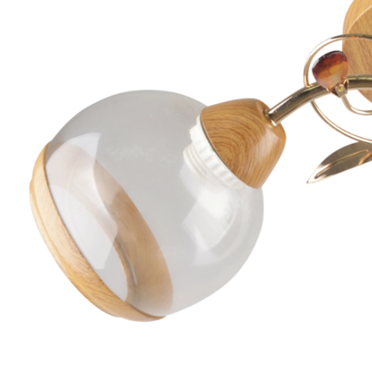 Plafoniera Irma LY-3290, 2xE27, lemn natur si auriu, stil clasic, IP20 - imagine 3