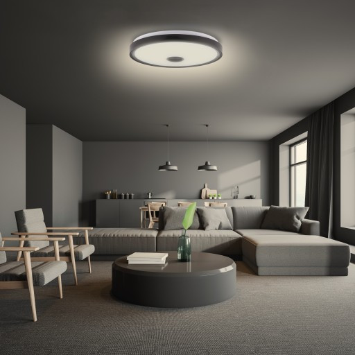 Plafoniera LED Cosmo 1277-LVT, RGB, dimabila, cu telecomanda, 72W, 5400lm, lumina calda+neutra+rece, IP20, neagra, Masteled - imagine 10