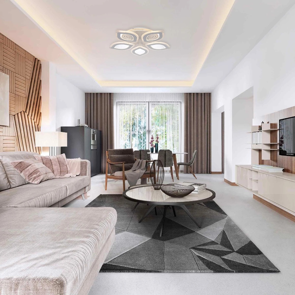 Plafoniera LED Rhodos KL151069, 118W, 9800lm, lumina calda/neutra/rece, dimabila, telecomanda, smart, alb, IP20 - imagine 3