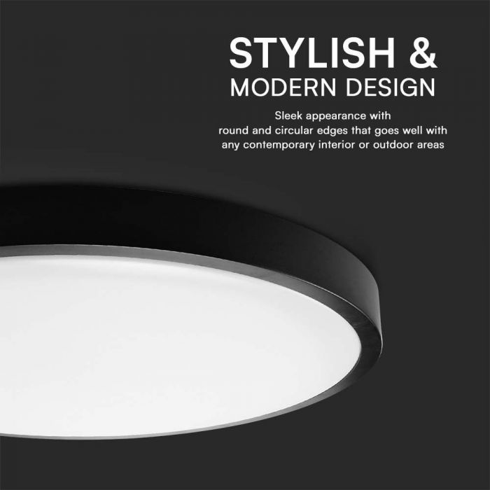 Plafoniera LED rotunda 36W, lumina neutra (4000 K), 3820lm, IP44, cip Samsung, neagra, V-TAC - 3 | YEO