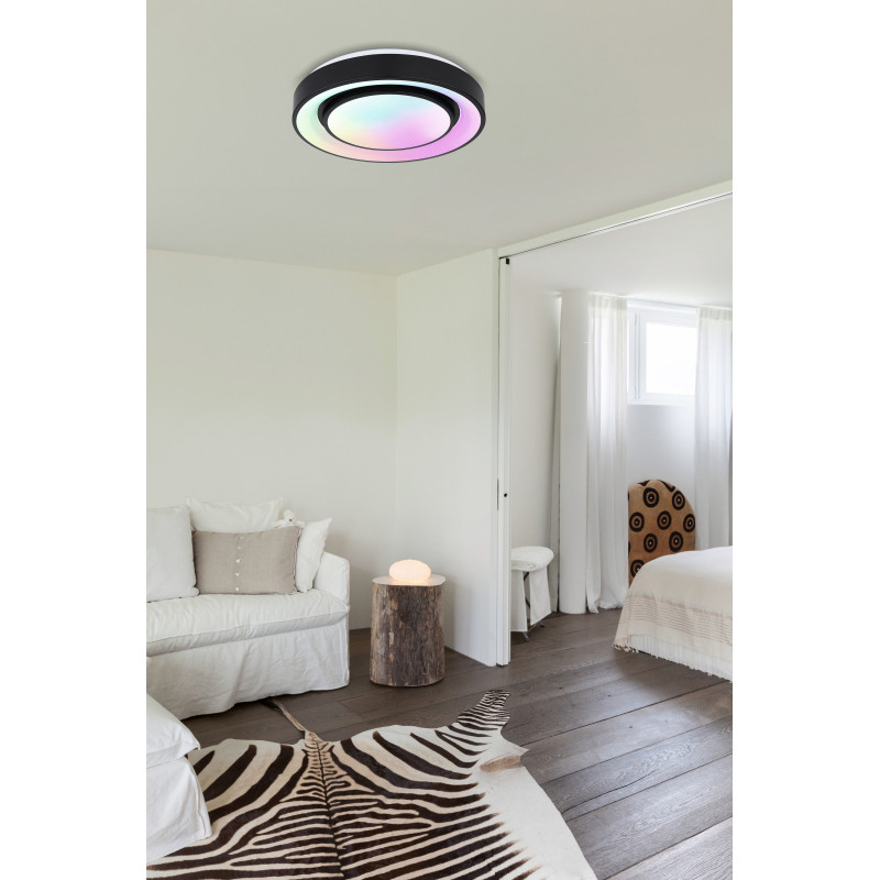 Plafoniera LED Sully 41368-24, dimabila, cu telecomanda, RGB, 24W, 2000lm, lumina calda+neutra+rece, IP20, neagra, Globo Lighting - 1 | YEO